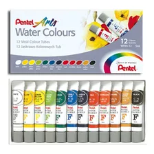 Tinta Aquarela Pentel Water Colour 12 Cores 5ml Ilustração