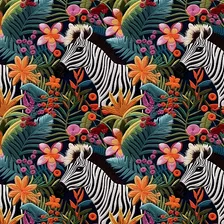 Tricoline Digital Zebras Bordadas, 100%algodão 50cm X 1,50mt