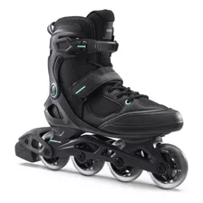 Patines Roller Fitness Fit100 Mujer Negro Menta Oxelo