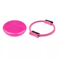 Kit Disco De Equilíbrio Fisioterapia E Arco Anel De Pilates Cor Rosa