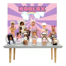 Decoração Festa Roblox Game Menina Painel Displays Adesivo