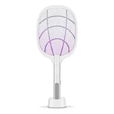 Raqueta Mata Mosquitos Moscas Insectos Luz Led Recargable Color Blanco