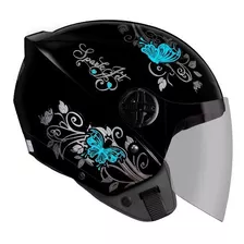 Capacete Ebf New Spark Jet Borboleta Femi Preto/tiffany-56