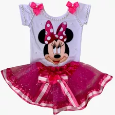 Kit Fantasia Promoção Menina Minnie Rosa E Saia Tutu 