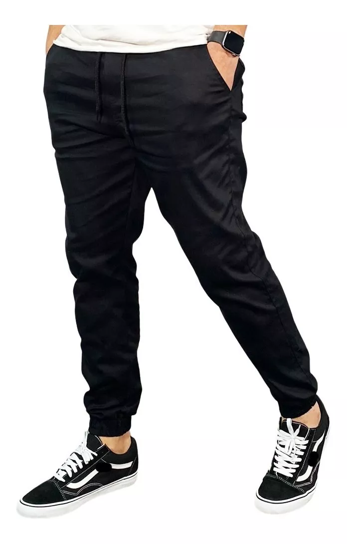 Calça Jogger Masculina Preta Skinny Sarja Jeans C/ Elástico 