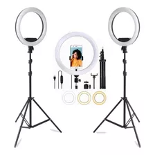 Kit 2 Ring Light Anel De Luz Led 10 26cm Tripé Grande 2,1m