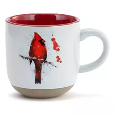 Demdaco Cardinal Holly Watercolor Red Juego De Tazas Y Tarje