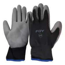 Guante De Nylon Foy Negro Con Palma De Poliuretano Talla 7