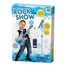Guitarra Infantil Com Microfone Pedestal - Rock Show - Azul