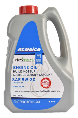 Kit De Afinacion Sae 5w-30 Dexos Sinttico Sonic L4 1.6 2016 Foto 2