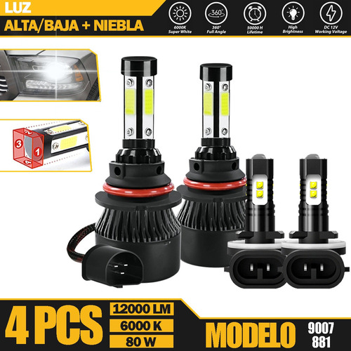 W Kit Luces Led 9007 9145 Luz Alta/baja/niebla Para Dodge Dodge Neon