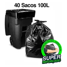 40 Sacos De Lixo 100 Litros Preto Super Grosso Reforçado