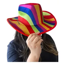 Chapéu Cowboy Listrado Arco Íris - Fantasia Parada Gay Lgbt