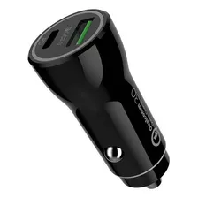 Cargador Para Auto Carga Rápida Qc 3.0 Usb + Tipo C Clicshop Color Negro