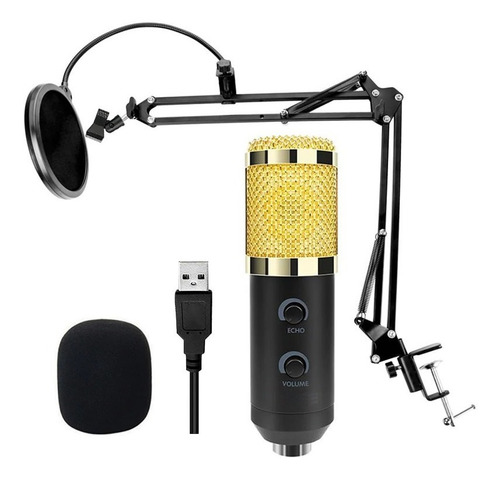 Microfono Condensador Bm900 Usb Kit Pop Filter Paral Jirafa