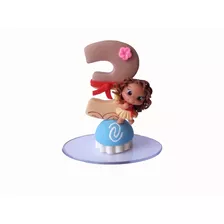 Vela Topo D Bolo Moana Baby Personalizado Em Biscuit Simples