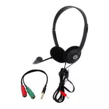 Headset P2 Office10 Preto 0010 Bright + Cabo Adaptador P3 P2