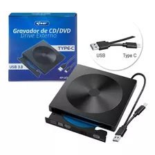 Gravador Externo De Cd E Dvd Tipo-c Usb 3.0 Externo Kp-le303