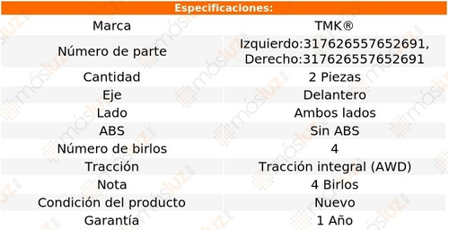 2- Mazas Delanteras Sin Abs A4 Quattro 3.2l V6 2005/2008 Tmk Foto 2