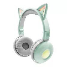 Audifonos Inalambricos Bluetooth Diadema Luz Led Gato Kawaii