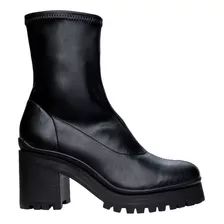 Bota Feminina Carrano Salto Bloco Stretch Preta - 151623