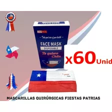 Mascarilla De Chile Desechable 60 Unidades Bandera Chilena 