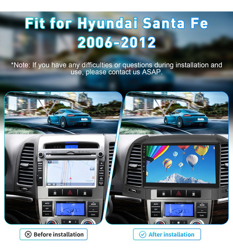 Radio Android 10.0 De 9in Para Hyundai Santafe 2006-2012 Foto 4