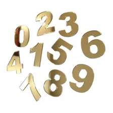 40 Números Em Acrílico Dourado 2mm - 3cm