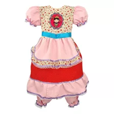 Vestido Rosa Infantil Moda Festa Junina Boneca C/ Shorts