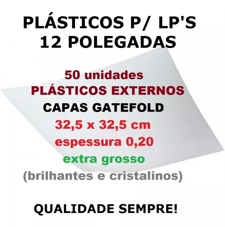 50 Plásticos Externos 0,20 Grosso P/ Lp Vinil Capa Gatefold