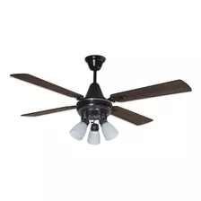 Ventilador De Techo Negro Palas De Madera + Spot Movil 3 L F