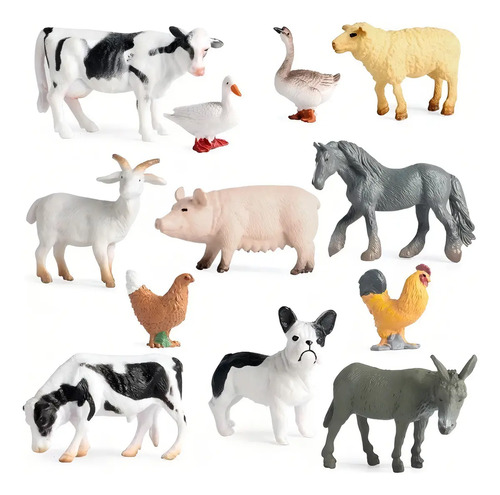 Kit 10 Miniaturas De Animais Da Fazenda Em Plástico Hipoalergênico