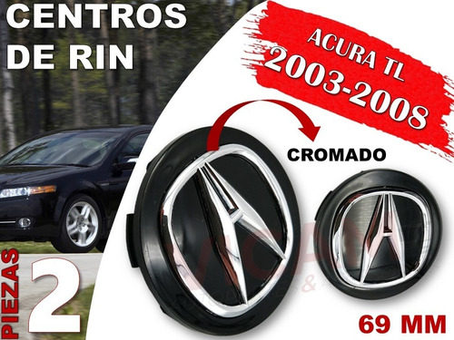 Par De Centros De Rin Acura Tl 2003-2008 69 Mm (negro) Foto 2