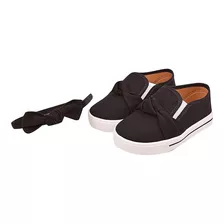 Tênis Slip On Infantil Feminino Calce Fácil Na Cor Preto