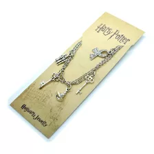 Manilla Pulsera Doble Con 5 Dijes De Harry Potter