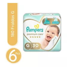 Fralda Pampers Premium Care G - 6 Pacotes / 180 Unidades