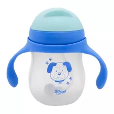 Copo De Treinamento Canudo C/ Alça 280 Ml Bebê Azul Cachorro