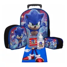 Mochila Niño Escolar Sonic Rueda + Toalla