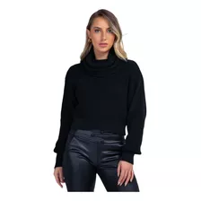 Blusa De Frio Tricô Gola Boba Caída Cropped