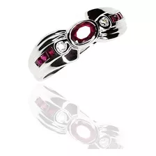 Anillo Rubies Y Diamantes Oro Blanco - Free Watch