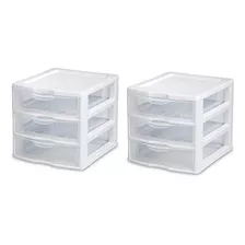 3 Drawer Plastic Storage, Mini Drawer Unit, White Frame...