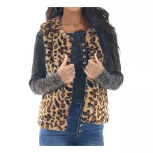 Chamarra Corta Tipo Chaleco De Leopardo De Felpa For Mujer