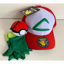 Kit Ash Pokémon Boné + Par De Luvas + Pokebola