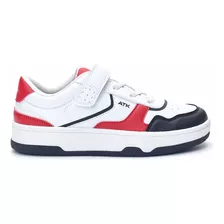 Zapatilla Blanca Y Roja Con Velcro Noa Niñas Atomik Color Blanco-rojo Diseño De La Tela Liso Talle 33 Ar