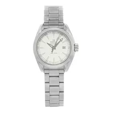 Omega Aqua Terra Plata Dial Damas De Acero Inoxidable Reloj 