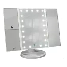 Espejo Led Triptico P/ Maquillaje Con Luz Regulable Blanco 