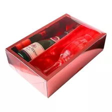Caixa Mini Champanhe E Taça Vermelha 5 Un. Rizzo Embalagens