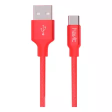 Cable De Datos Trenzado Havit Cb8709 Usb A Tipo C Rojo