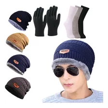 Kit Touca Quentinha Gorro Inverno Frio + Luva De Lã + Brinde