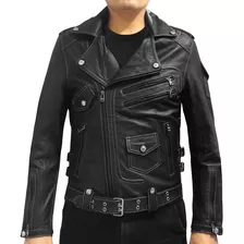 Casaca De Cuero Para Hombre Biker 100% Cuero Vacuno